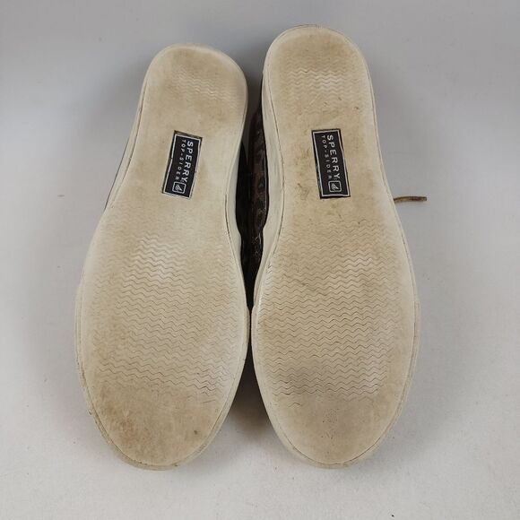 Sperry Top-Sider Sparkly Shimmer Leopard Cheetah Canvas Deck Loafers Shoe Sz 8.5 - Picture 5 of 9